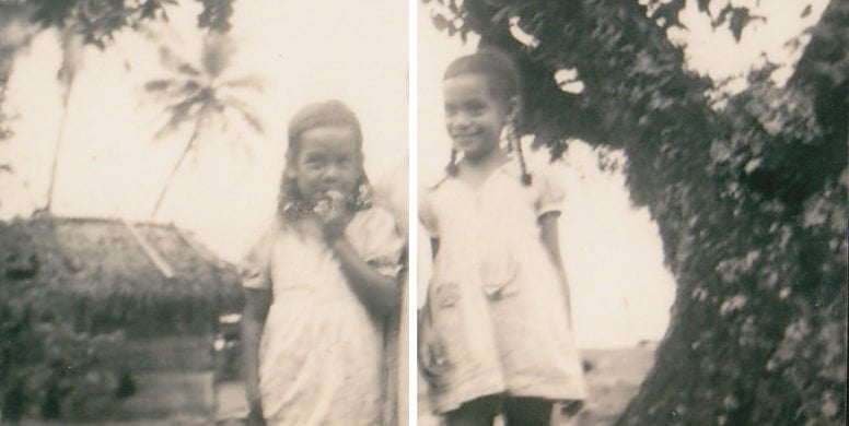 L’auteure (à droite), (6-7 ans) à Temotoi, avec sa jeune sœur Myrna (4-5 ans). © Archives familiales