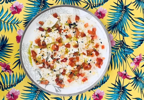 Carpaccio de tofu au curry