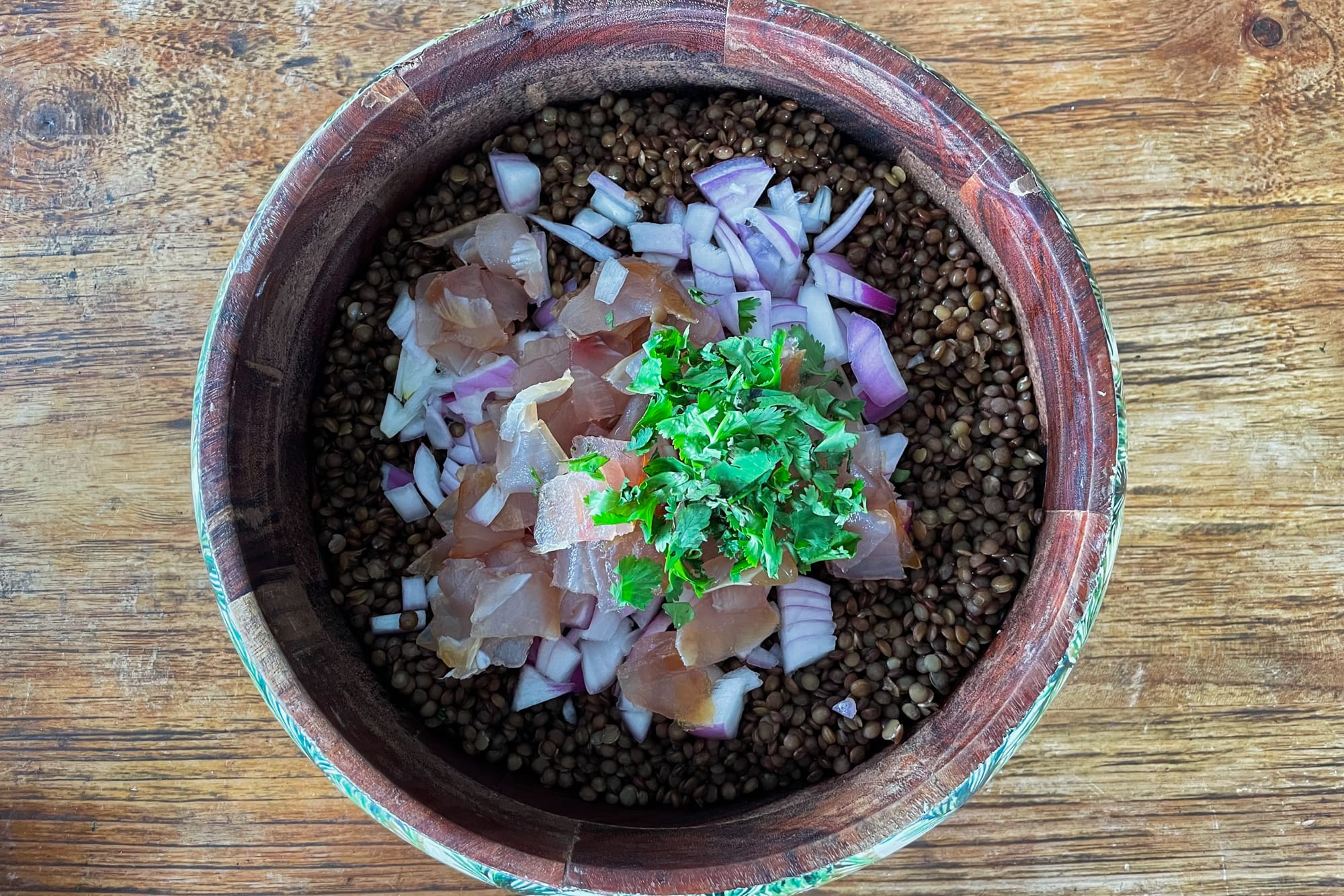 Salade lentilles vertes et poisson fumé Recette Femmes de Polynésie
