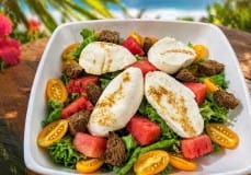 Recette salade de pastèque, mozarella et croutons